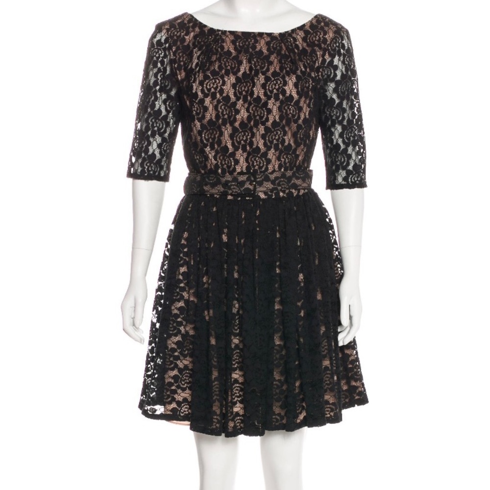 Rachel Zoe Womens Mini Lace Floral Black Dress Size 10